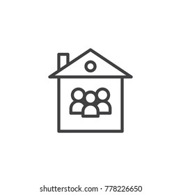 Family house line icon, outline vector sign, linear style pictogram isolated on white. Symbol, logo illustration. Editable stroke