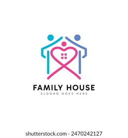 Family house and love logo design concept. Vector design template.