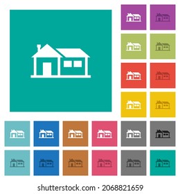 Mehrfarbige Flachsymbole im Familienhaus auf einfarbigem Hintergrund. Weiße und dunklere Icon-Variationen für Hover oder aktive Effekte.