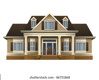 Family House. Realistic Vector Illustration.