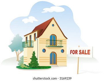 Family House Sign Sale Realty Vector Stock Vector (royalty Free 