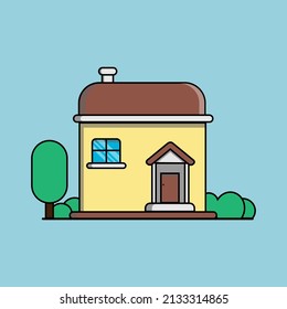 Family House, Traditional And Modern House, Flat Design, Vector Concept Illustration. Icon, Banner, Sticker, Background