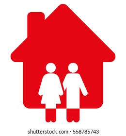 Family House vector icon. Flat red symbol. Pictogram is isolated on a white background. Designed for web and software interfaces.