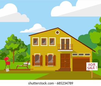 Family house vector illustration for web or promotional material
