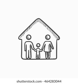 Family house vector sketch icon isolated on background. Hand drawn Family house icon. Family house sketch icon for infographic, website or app.