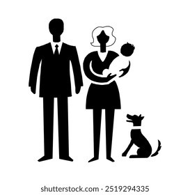 Family. Husband and wife. A baby. Illustration