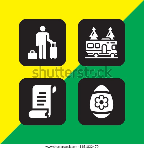 family icon. 4 family set with
guest, holiday, trip and bill vector icons for web and mobile
app