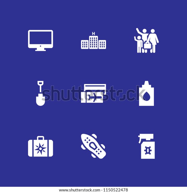 family icon. 9 family
set with tv, trip, farming and gardening and skate vector icons for
web and mobile app