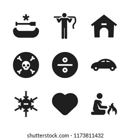 family icon. 9 family vector icons set. heart, carrier and negative ion icons for web and design about family theme