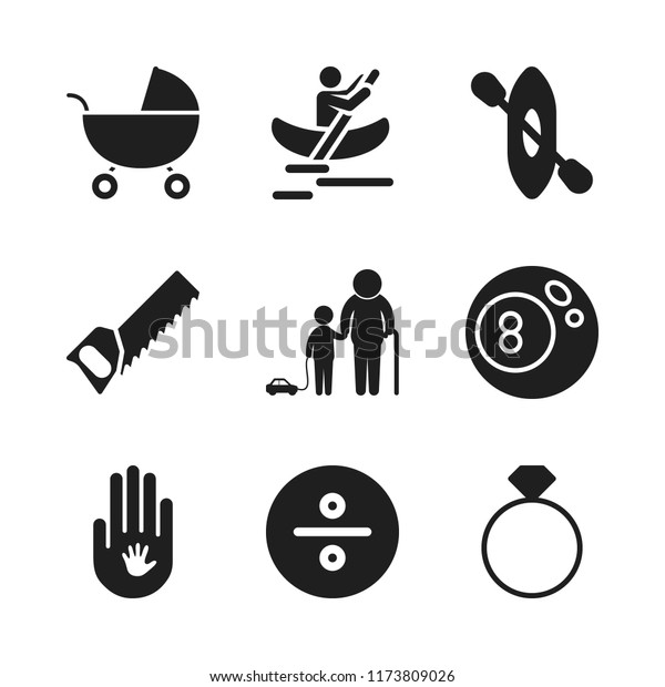 family icon. 9\
family vector icons set. stroller, division and canoe icons for web\
and design about family\
theme