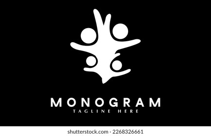 Plantilla de logotipo de vectores monográficos abstractos de icono de familia