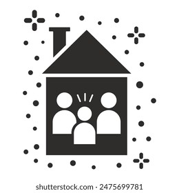 family icon, child and parents, happy family, flat vector illustration on a white background