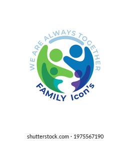 Family icon with circle design social, colorful logos
