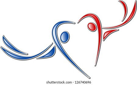  family icon. couple in love symbol is valentine heart