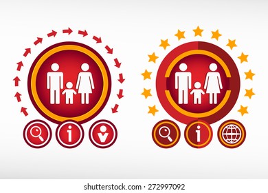 Family icon and creative design elements. Red design concept