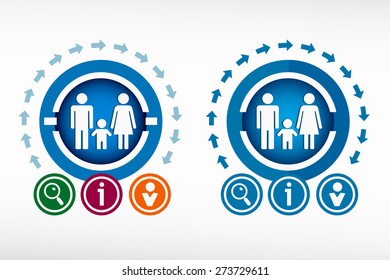 Family icon and creative design elements. Flat design concept.