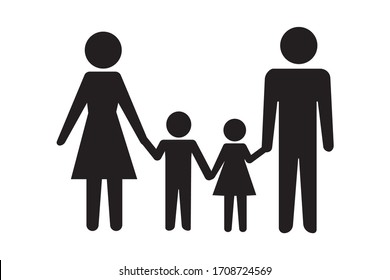 
Family icon (dad, mom, girl and boy). Vector image.