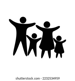 family icon design. father mother son and daughter sign and symbol.