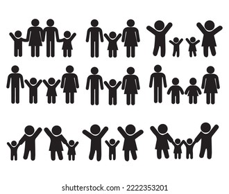  family icon doodle line vector sign group