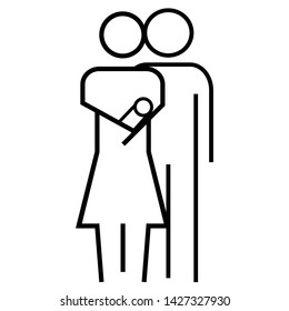 Family icon. Father, mother and baby line isolated vector illustration.