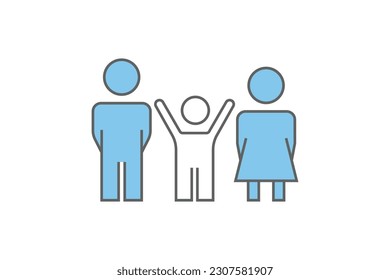 Family icon. father, mother, child. Two tone icon style design. Simple vector design editable