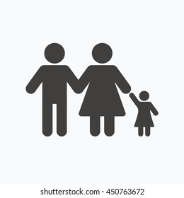 Family icon. Father, mother and child symbol. Gray flat web icon on white background. Vector