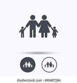 Family icon. Father, mother and child sign.