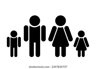 Family icon. Father, mother with son and daughter, contemporary design, vector illustration