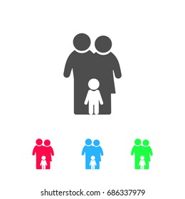 Family icon flat. Color pictogram on white background. Vector illustration symbol and bonus icons