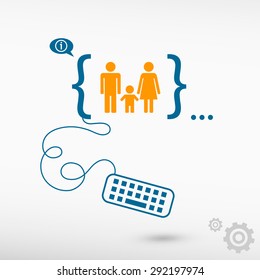 Family icon and flat design elements. Design concept icons for application development, web design, creative process.