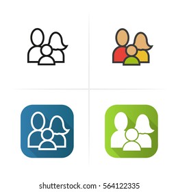 Family icon. Flat design, linear  color styles. Isolated vector illustrations.