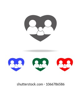 Family icon flat. Simple pictogram on heart background icon. Elements of family multi colored icons. Premium quality graphic design icon on white background