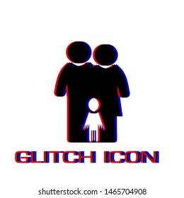 Family icon flat. Simple pictogram - Glitch effect. Vector illustration symbol