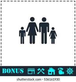 Family icon flat. Simple vector symbol and bonus icon