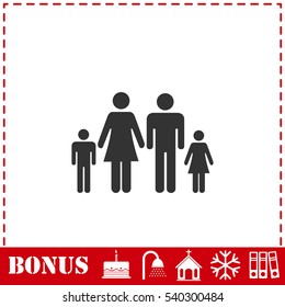 Family icon flat. Simple vector symbol and bonus icon