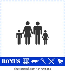 Family icon flat. Simple vector symbol and bonus icon