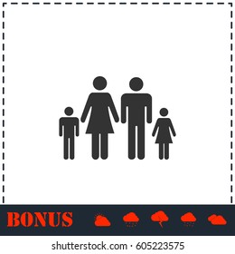 Family icon flat. Simple vector symbol and bonus icon