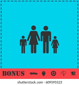 Family icon flat. Simple vector symbol and bonus icon
