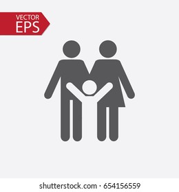 Family Icon in flat style isolated on grey background. Parents symbol for your web site design, logo, app, UI. Vector illustration, EPS10.