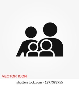 Family icon in flat style. Parents symbol for logo, web site design