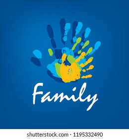 Family icon in the form of hands. Vector illustration