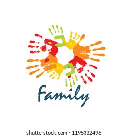 Family icon in the form of hands. Vector illustration