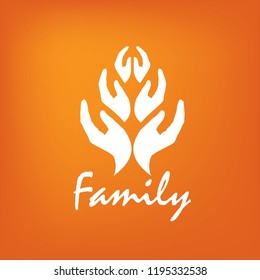 Family icon in the form of hands. Vector illustration