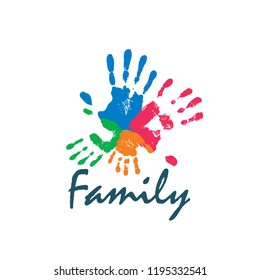 Family icon in the form of hands. Vector illustration