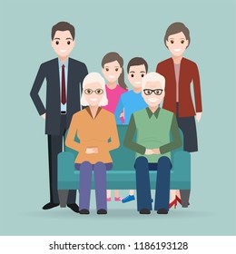 Family icon, Happy family character icon illustration