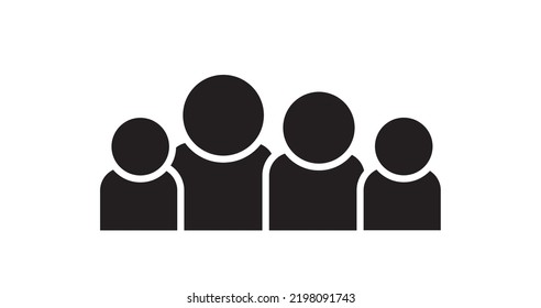 Family icon isolated on white background, vector. Family member silhouettes. Minimalist black and white symbol