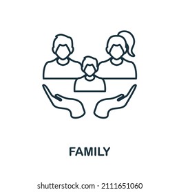 Family icon. Line element from human rights collection. Linear Family icon sign for web design, infographics and more.