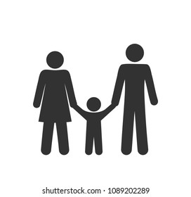 family icon, man woman and child, pictogram isolated symbol, stick figure people