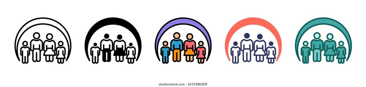Family Icon Multiple Vector Illustration