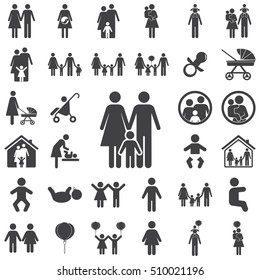 Family Icon on the white background. Set of icons